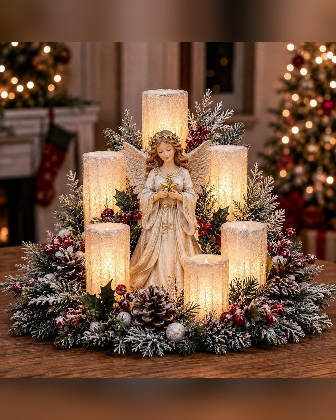 Light-Up Christmas Centrepiece – LED Candles & Festive Figure