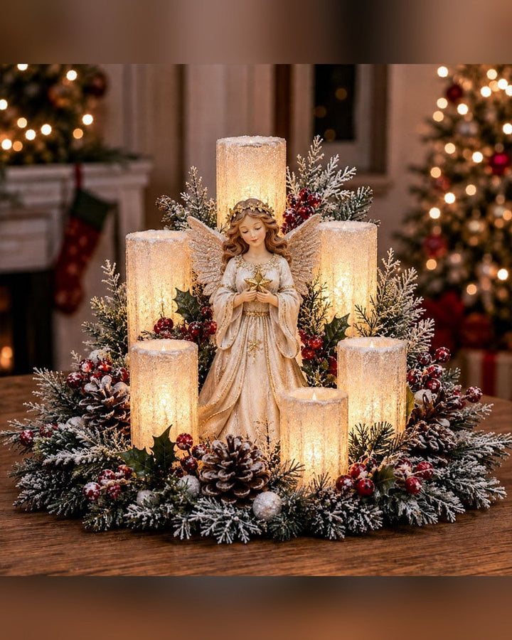Light-Up Christmas Centrepiece – LED Candles & Festive Figure